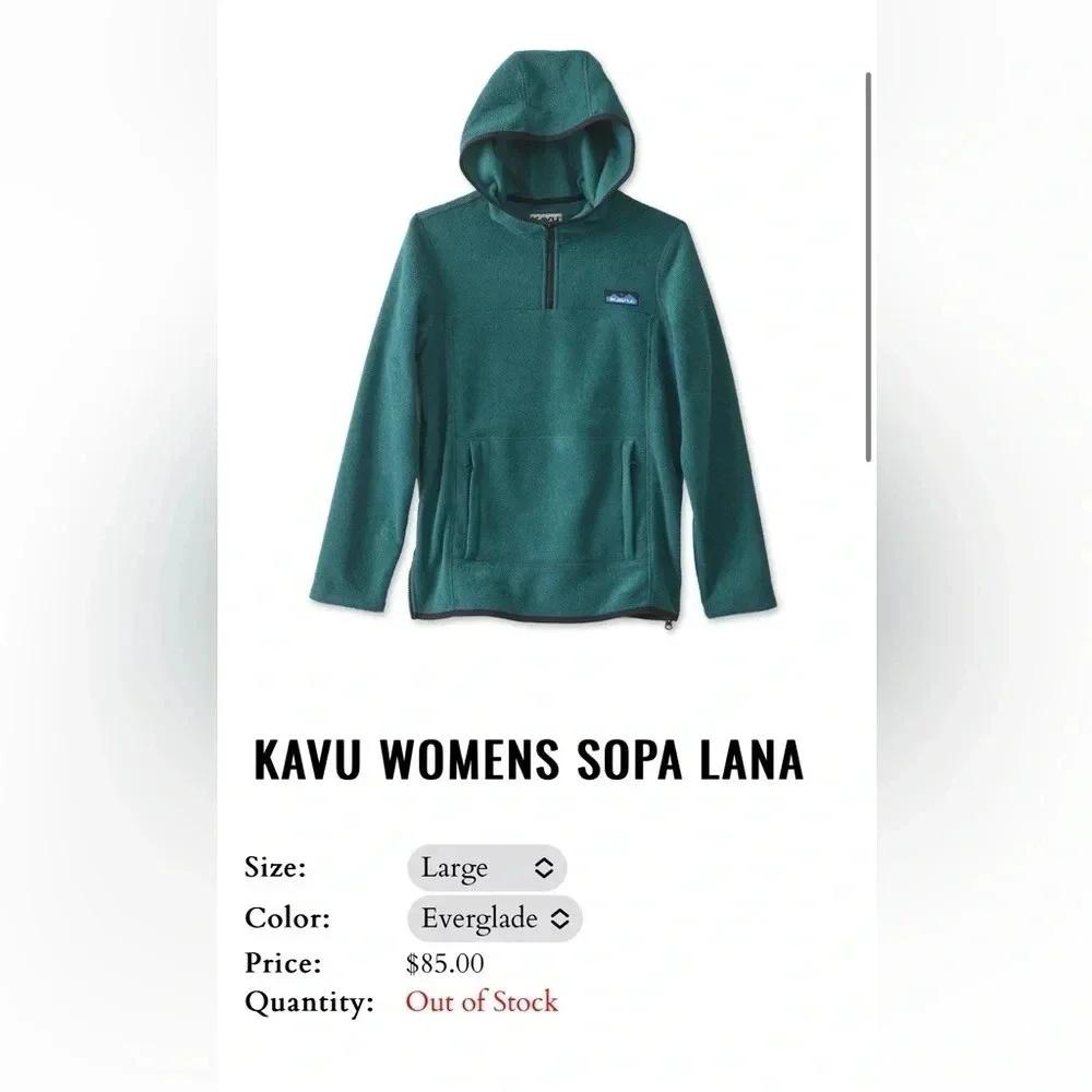 NWT Kavu Women’s Sopa Lana Everglades Medium Green Pullover Kangaroo Pockets $85 - Picture 2 of 11